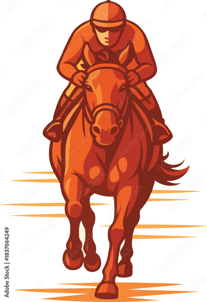 Fototapeta premium Jockey and Horse Charging Forward in a Race horse racing