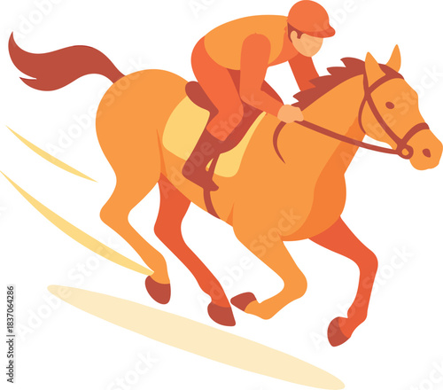 Jockey Riding a Brown Horse in a Race horse racing