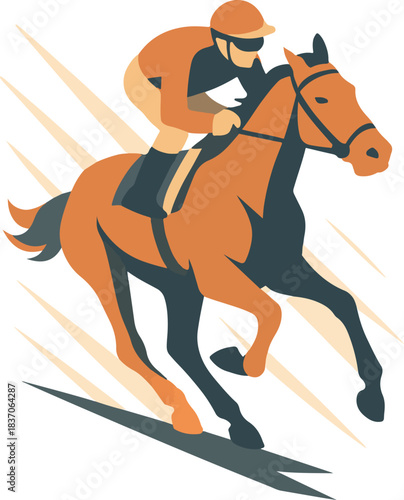 Jockey and Horse Racing with Diagonal Streaks rider