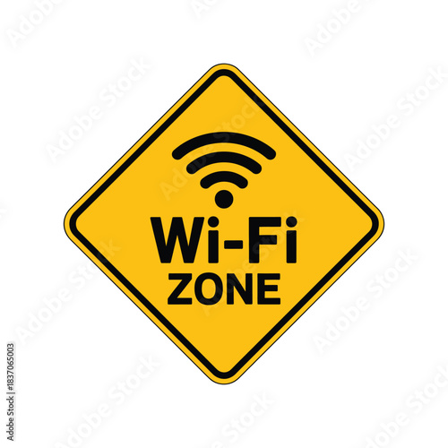 Wifi zone sign vector illustration icon symbol wireless network availability warning communication internet signal