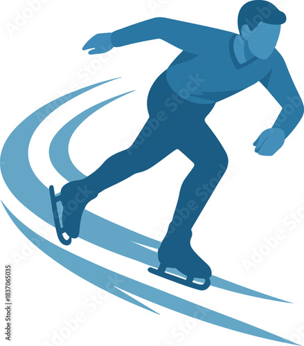 Male Figure Skater Silhouette in Motion ice skating