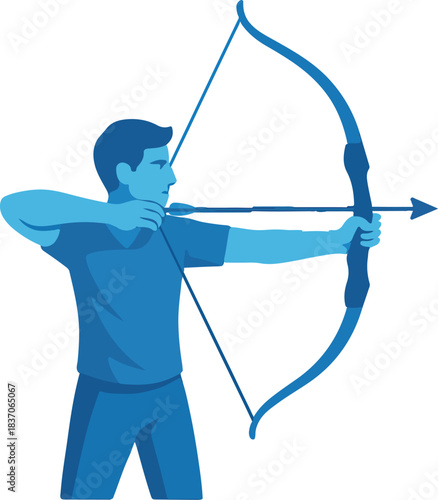 Man Aiming a Bow and Arrow in Profile View archery