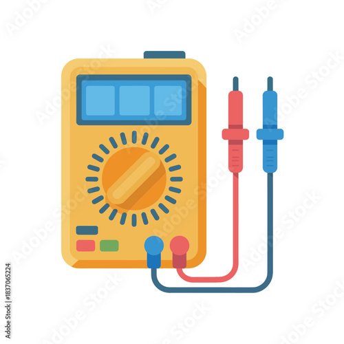 Digital multimeter electronic measuring instrument tool used for checking voltage current and resistance flat vector illustration design.
