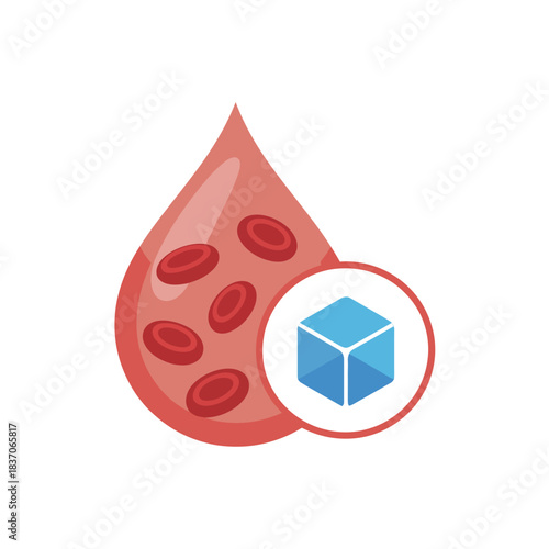 Blood drop showing high sugar levels glucose concentration red blood cells diabetes monitoring health test medical condition vector illustration
