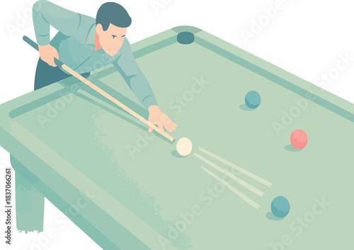 Person playing billiards on a green table pool game
