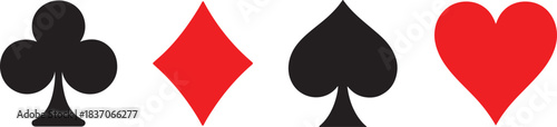 Classic suit deck icon set featuring heart, spade, club, and diamond symbols.
