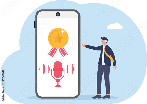 illustration of a talk show about the journey of success in business
