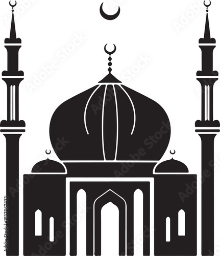 Minimal silhouette style vector mosque logo design featuring clean black shapes, elegant architec



please type minimum 25 words SEO-based title for silhouette style vector minimal medina logo design