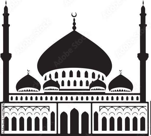 Minimal silhouette style vector mosque logo design featuring clean black shapes, elegant architec



please type minimum 25 words SEO-based title for silhouette style vector minimal medina logo design