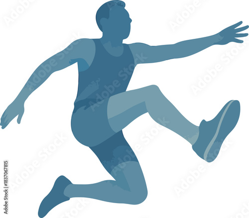 Silhouette of Athlete Performing a Jump jumping leap