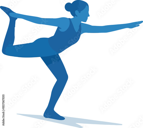 Silhouette of Woman in Dancer Pose Yoga Position natarajasana