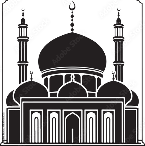 



please type minimum 25 words SEO-based title for silhouette style vector minimal medina logo design