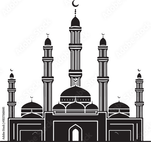 



please type minimum 25 words SEO-based title for silhouette style vector minimal medina logo design