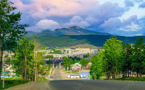 Wallpaper Mural the city of Beloretsk against the backdrop of Mount Malinovaya in the Southern Urals in the Republic of Bashkortostan Torontodigital.ca