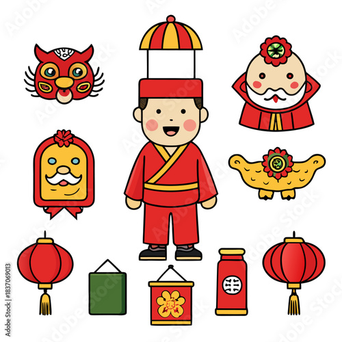icon set about Chinese New Year, white background. eps