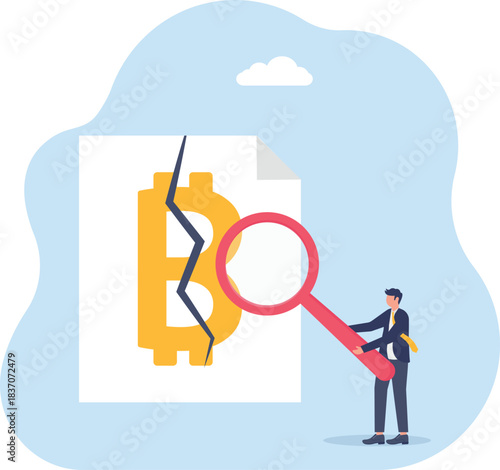 illustrating the process of researching and analyzing the causes of Bitcoin's valuation decline
