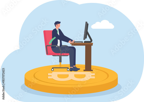 illustrating the hiring of employees to analyze bitcoin valuation trends.
