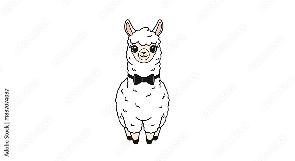 Obraz premium Elegant Llama with Bowtie - A Charming Animal Illustration.
