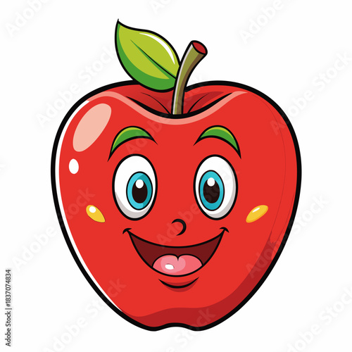 Wallpaper Mural red apple cartoon icon, white background. eps Torontodigital.ca