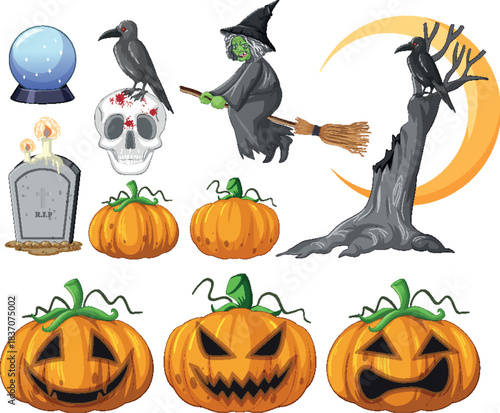 Witch hat ghost candy colorful illustration vector