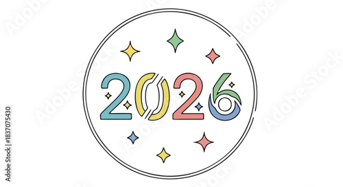 Colorful 2026 Year Number Illustration.