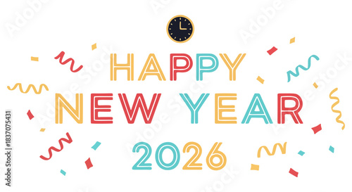 Happy New Year 2026 Celebration Text Design 2.