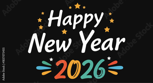 Happy New Year 2026 Celebration Text Design 3.