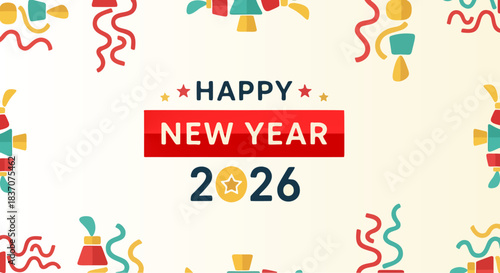 Happy New Year 2026 Celebration Graphic Design.