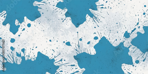 Abstract blue paint texture and cold water drops on a vintage glass surface create a grunge winter backdrop with a liquid splash design