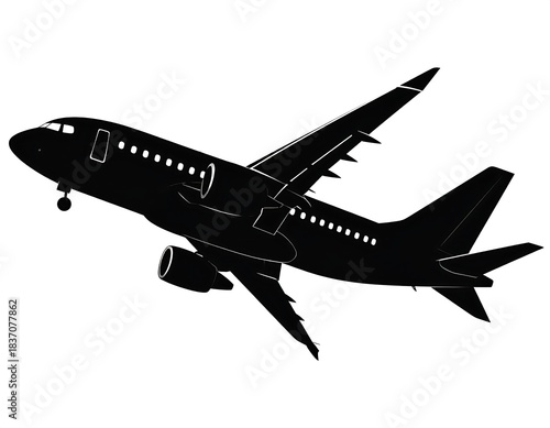 Wallpaper Mural Silhouetted airplane with a single engine on a white background, ascending into the sky Torontodigital.ca