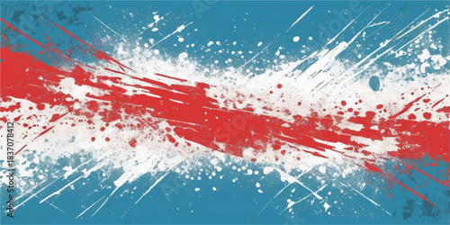 Red grunge texture backdrop with blood splatter paint design for a dirty winter celebration card