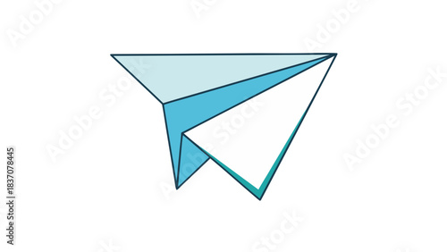 A Blue and White Paper Airplane Flying Against a Black Background Symbolizing Communication and Travel