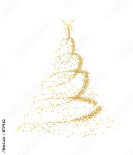 Golden Light Spiral Tree Glowing Holiday Line Art Premium Festive Decoration