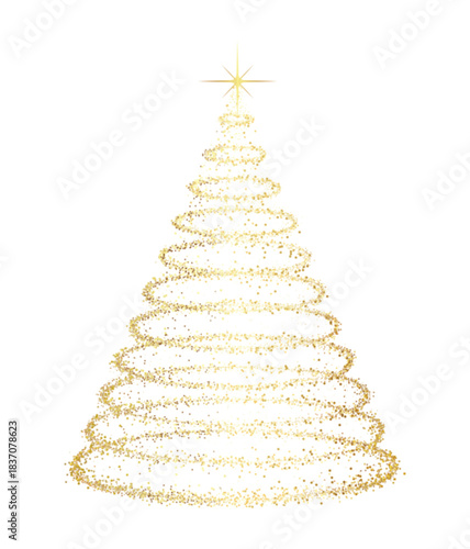 Golden Glitter Holiday Tree Luxury Sparkling Festive Shape Shiny Celebration Artwork