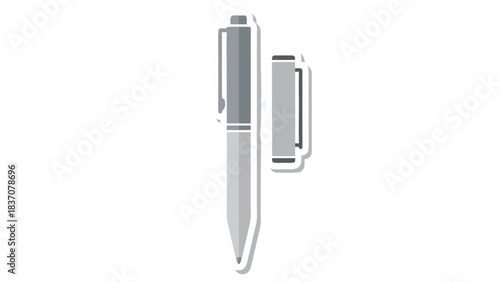 A Clean Silver Ballpoint Pen and Cap Isolated on a Black Background With a Subtle White Outline Highlighting Its Sleek Metallic Design Perfect for Office Supplies and Writing Concepts