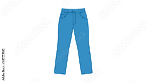 A detailed illustration of classic blue denim jeans with white stitching and a plain black background showcasing a casual wardrobe staple with a clean modern aesthetic