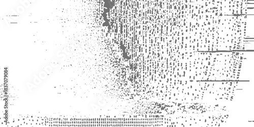 black and white glitch noise texture vector broken transmission. Glitch background. Abstract screen with noise effect. Glitchy noisy background texture with distorted screen pixel overlay effect.