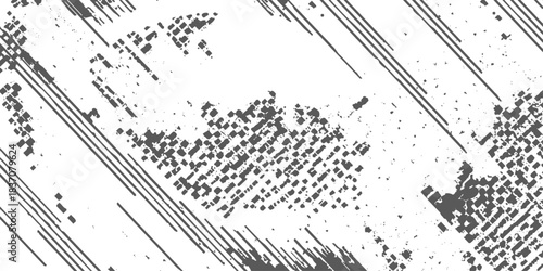 black and white glitch noise texture vector broken transmission. Glitch background. Abstract screen with noise effect. Glitchy noisy background texture with distorted screen pixel overlay effect.