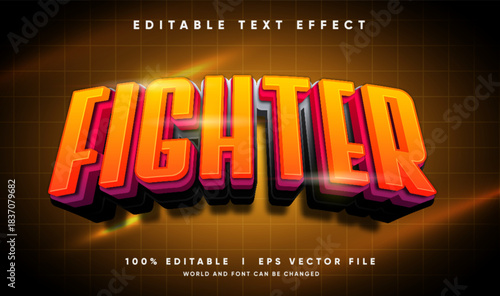 fighter 3d vector text effect with modern style