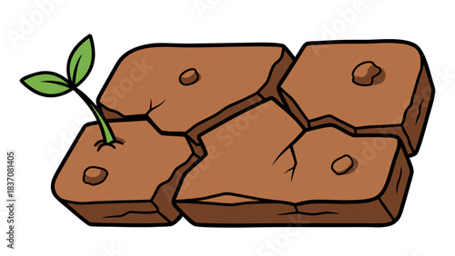 A Small Green Sprout Pushing Through Cracked Dry Earth Symbolizing Resilience and New Beginnings Against Desolation