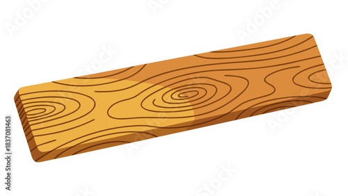 A Light Brown Wooden Plank with Visible Grain Patterns on a Transparent Background