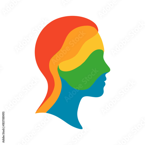 Modern 2025 Paper Cutout Face Colorful Vector