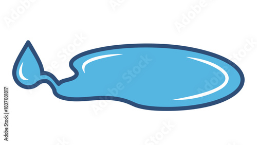 A Pixelated Blue Water Puddle with a Droplet on a Black Background