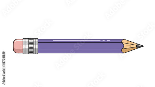 A Purple Pencil with Eraser and Sharpened Tip Isolated on a Black Background with Pixelated Details and Simple Design