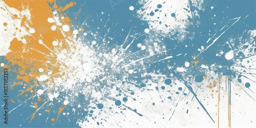 Abstract grunge background vector illustration with blue paint splatter texture and green Christmas card decoration art design element pattern