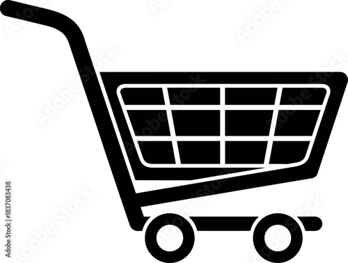 Outline and Silhouette Shopping Cart Icon for E-commerce, Representing Online Purchasing, Retail, Digital Storefronts, Mobile App UI Elements, and Vector Graphics for Web Design and Checkout.