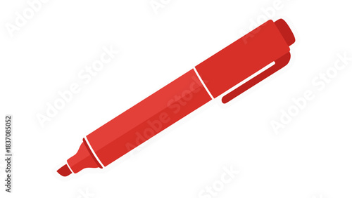 A Vibrant Red Marker Pen With White Outline Against A Solid Black Background Ideal For Art And Design Projects