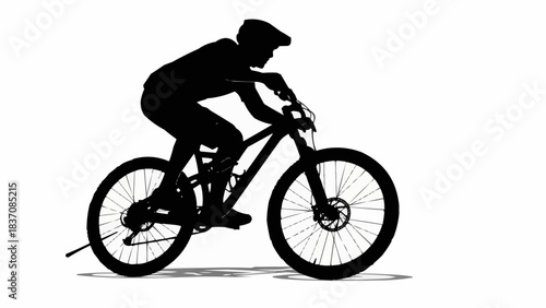 Silhouette of a Mountain Biker Riding on a Trail.