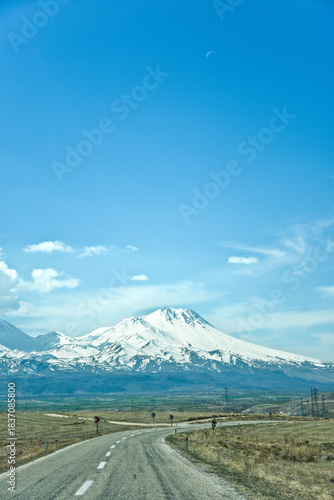 road to the hasan mountain at aksaray