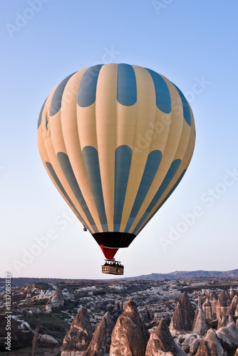 hot air balloon in flight at cappadocia, nevsehir